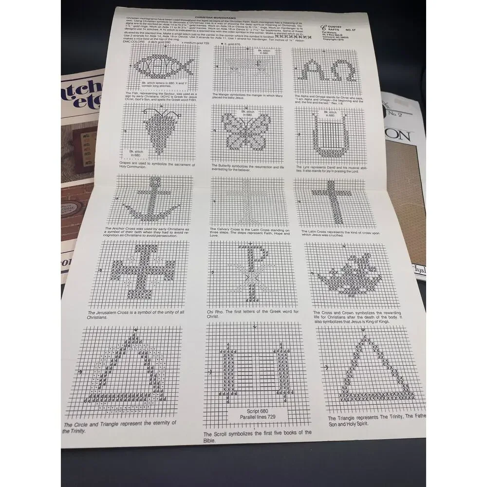 3 piece Cricket, Patches etc & christian monogram sewing cross stich patterns